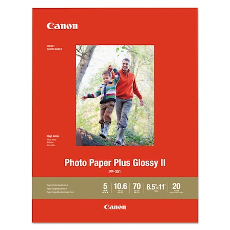 Canon Photo Paper Plus Glossy II, 10.6 mil, 8.5 x 11, Glossy White, 20PK 1432C003